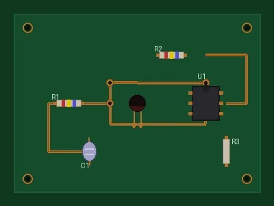 An LED blinking on a circuit board